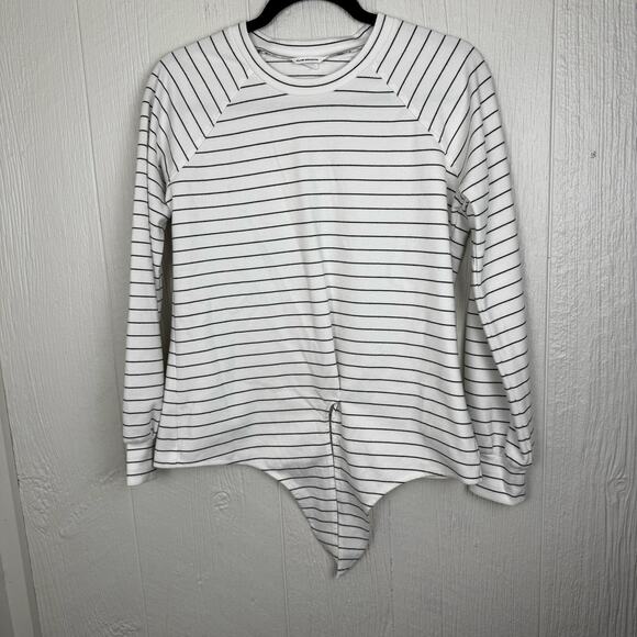 Club Monaco Black White Striped Long Sleeve Tie Front Shirt Size Small Casual - Picture 2 of 8